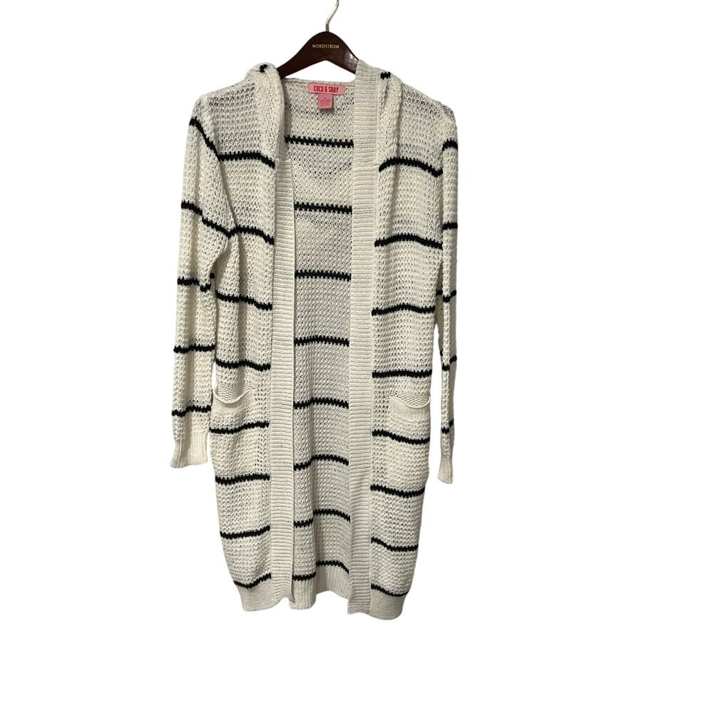 Coco and Shay, Knit, Duster Cardigan, White, Size XS, KB425